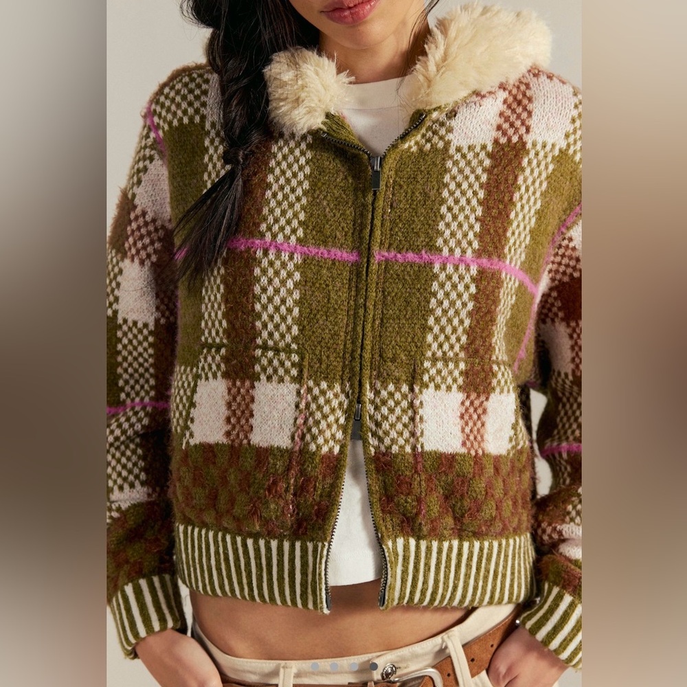 NWT Free People Namesake Faux Fur Lined Hoodie